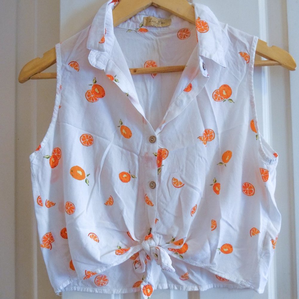 Orange Patterned Crop Top